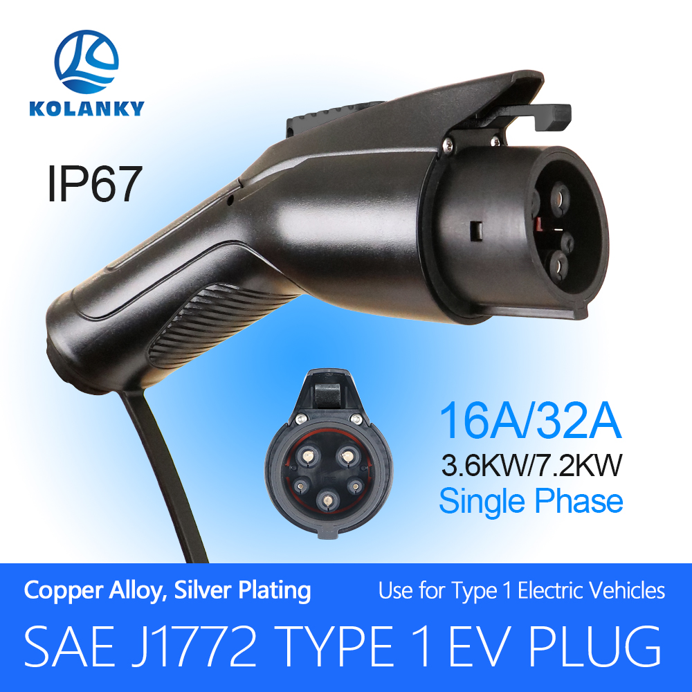 Car Accessories Usa - Kolanky-evチャージャープラグアダプター、タイプ1、evse、sawe j1772、コンバーター、16a、36 a、32a、7.2kw、電気自動車、車両ソケット