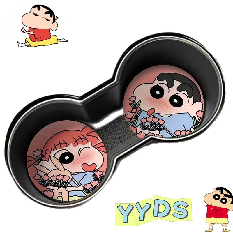 Car Accessories Japanese - クレヨンしんちゃんかわいい漫画カーコースターかわいい創造的な個性車内車滑り止めカップスロット特殊パッド
