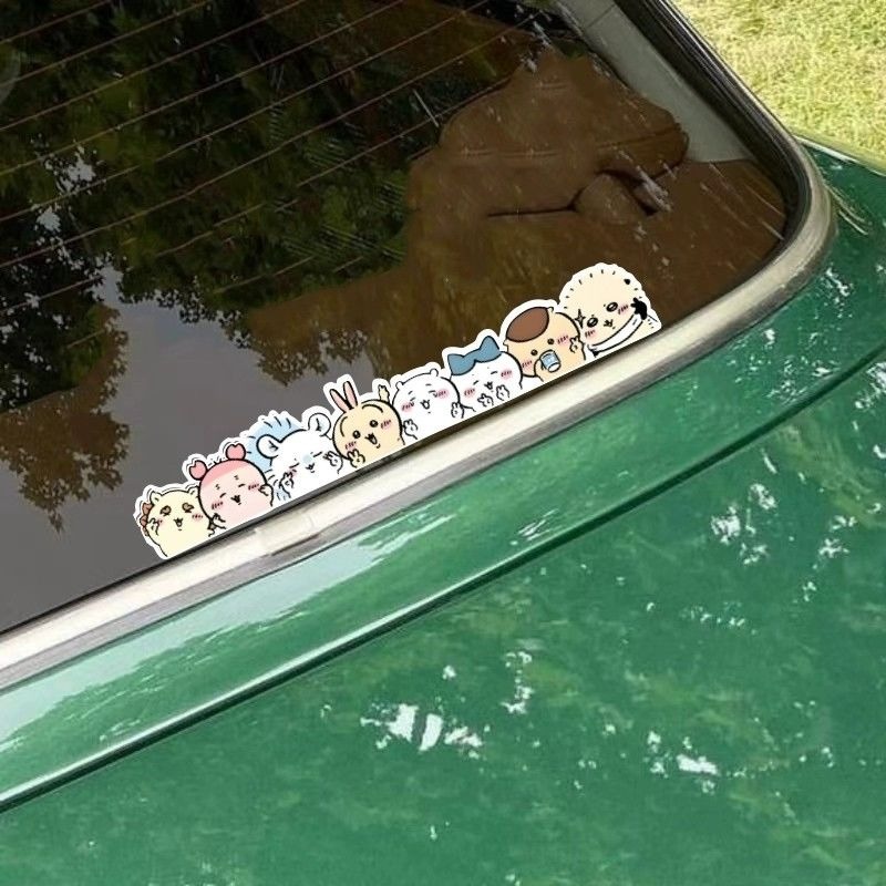 Car Accessories Japanese - かわいいちいかわキュートな漫画風静電気吸着ステッカー 車のガラス用 取り外し可能 再配置可能 残留物なし 耐久性のある