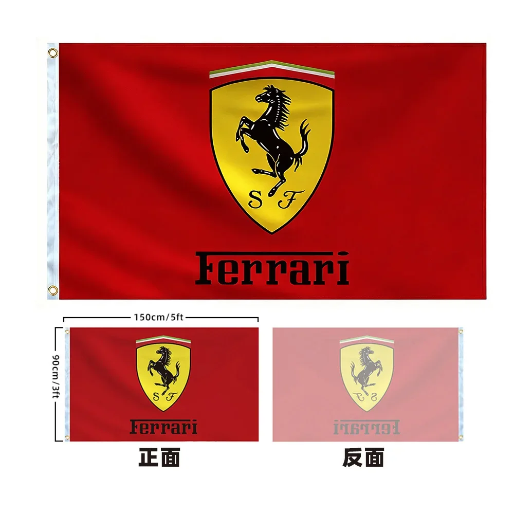 Car Accessories Banner - 90x150cm レーシングバイク車プリントレーシングスポーツバナーフラグ F-フェラーリチーム用 SJ スクデリアフェラーリ ラフェラーリ