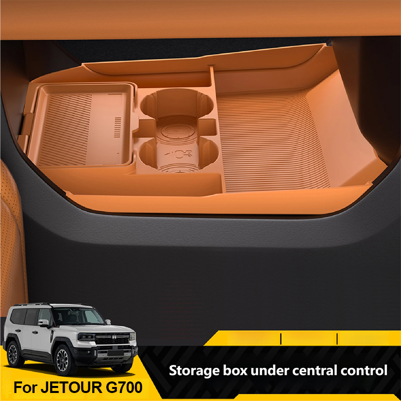 Car Accessories Papar - JETOUR G700 2025+ センターコンソール収納ボックス 二層式シリコン製水筒収納ボックス 内装アップグレード