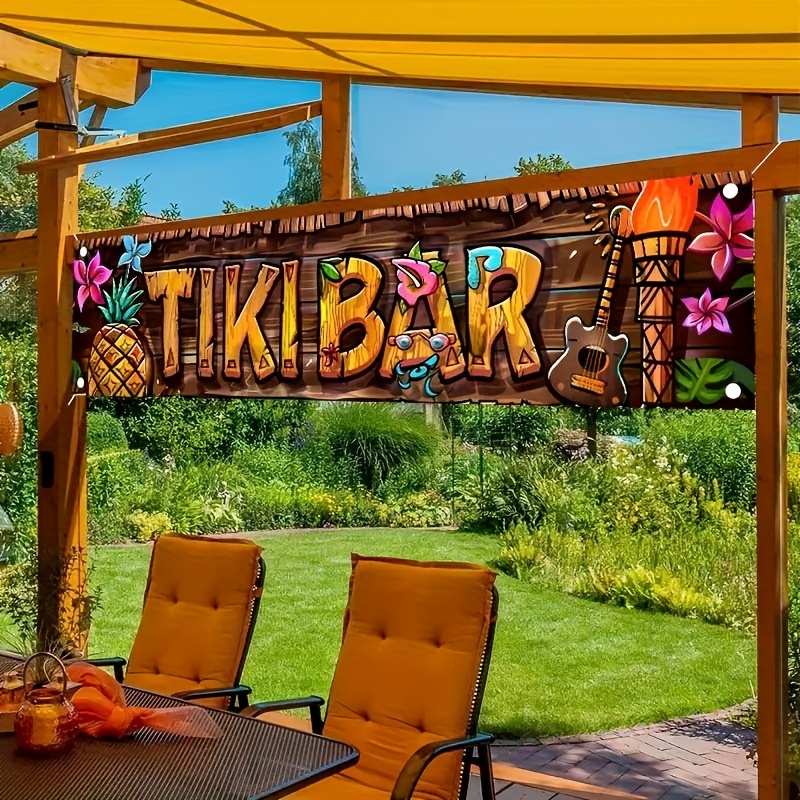 Car Accessories Banner - ティキバーバナー トロピカルハワイアンビーチテーマ パーティーデコレーション ビニール背景 庭 庭