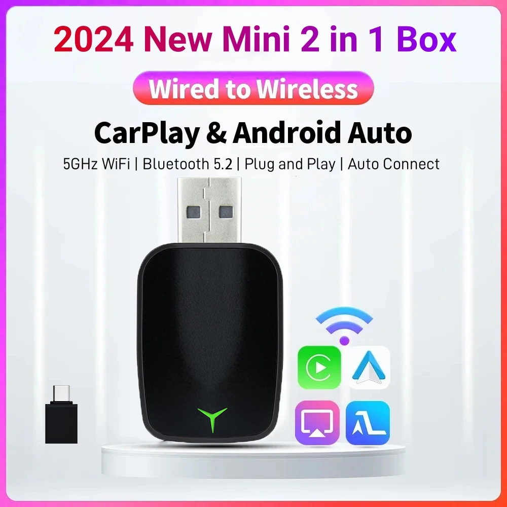 Car Accessories Usa - 新しい有線からワイヤレス Carplay Android 2 で 1
