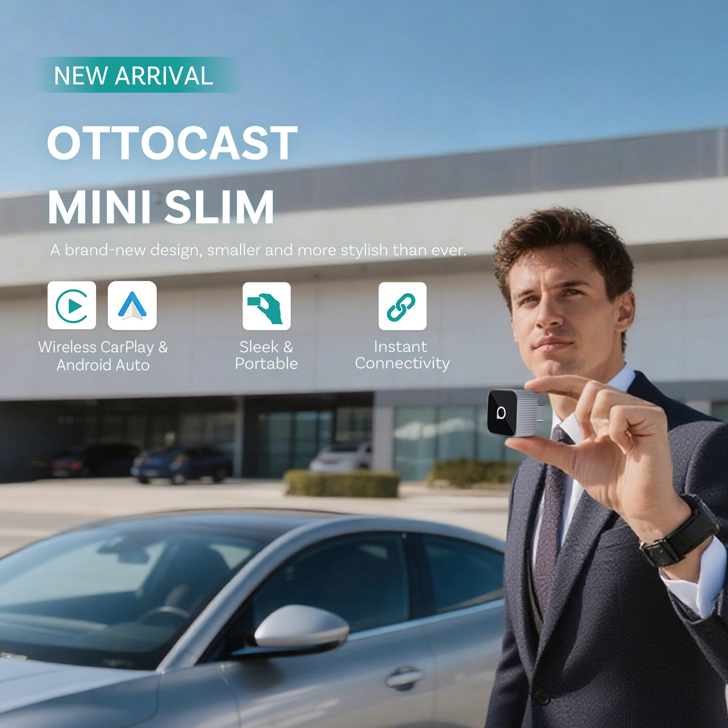 Car Accessories Usa - Ottocast Mini Slim ワイヤレスCarPlay Android Autoアダプター