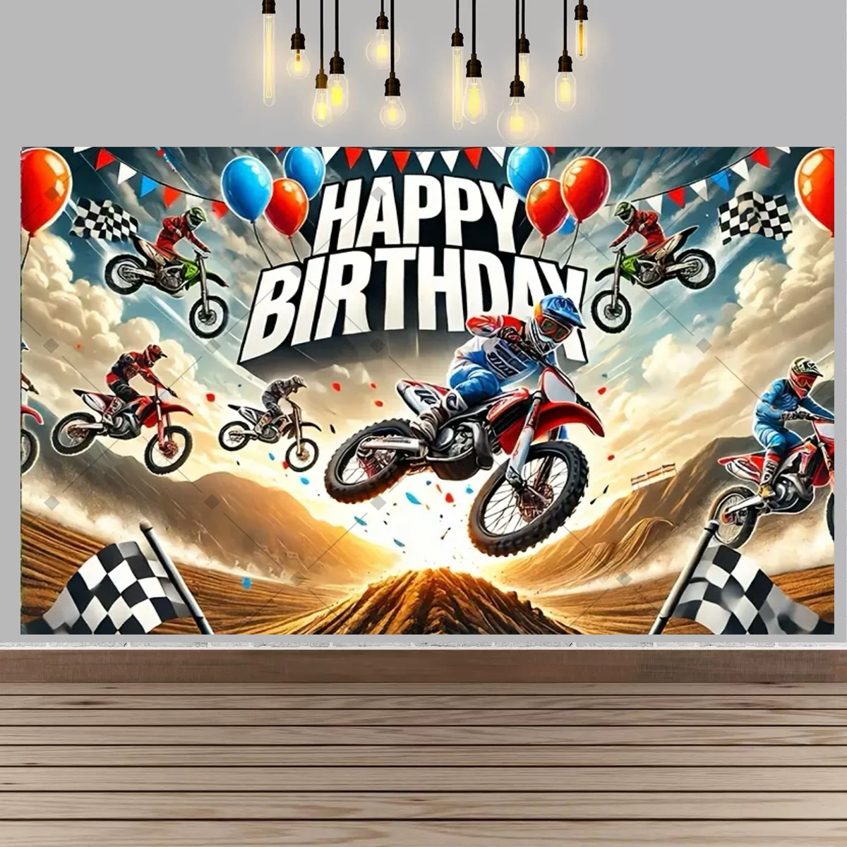 モトクロスダートバイクパーティー背景少年エクストリームスポー - Car Accessories Banner のレビューと価格