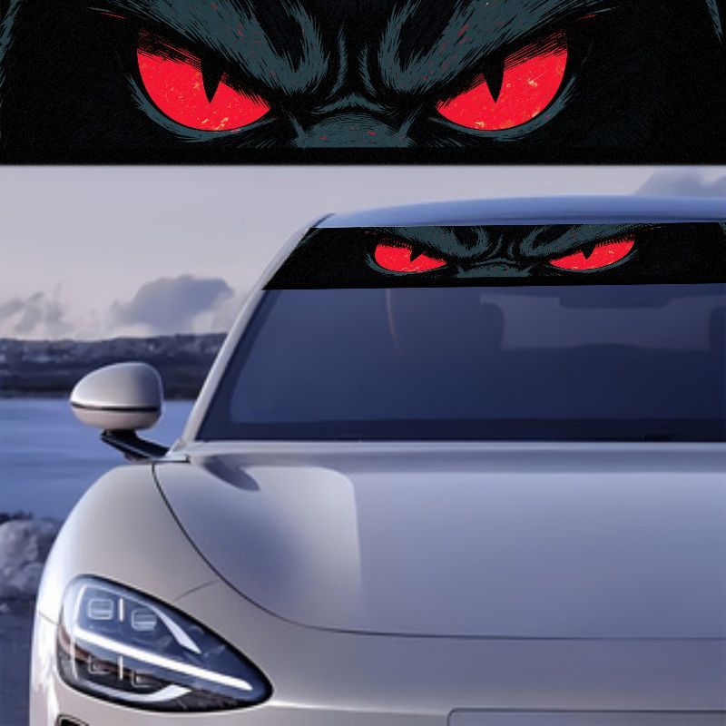 車のフロントガラス用サンバイザーバナーデカール 悪魔の赤い目 - Car Accessories Banner のレビューと価格