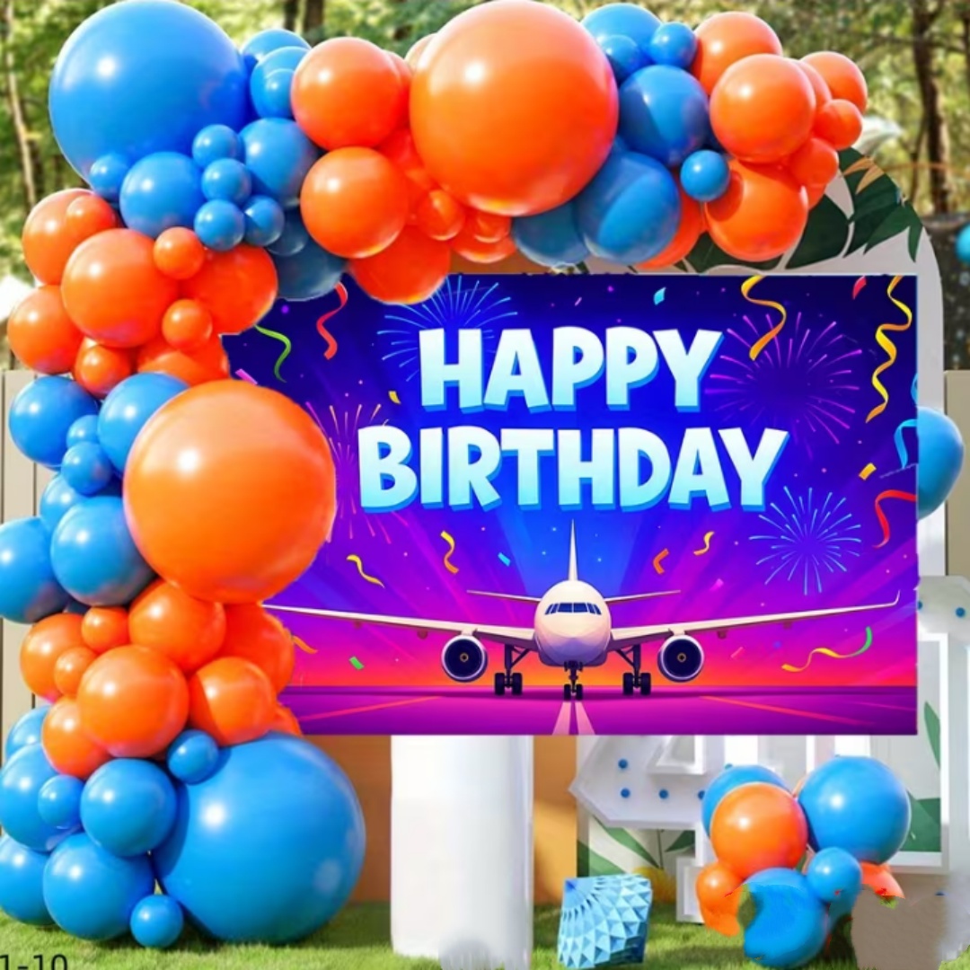 飛行機テーマ子供の誕生日背景飛行士冒険航空機バナー男の子の誕 - Car Accessories Banner のレビューと価格