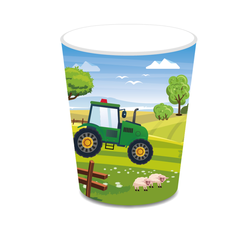 グリーンファームトラクターテーマ使い捨て食器紙コッププレート - Car Accessories Banner のレビューと価格