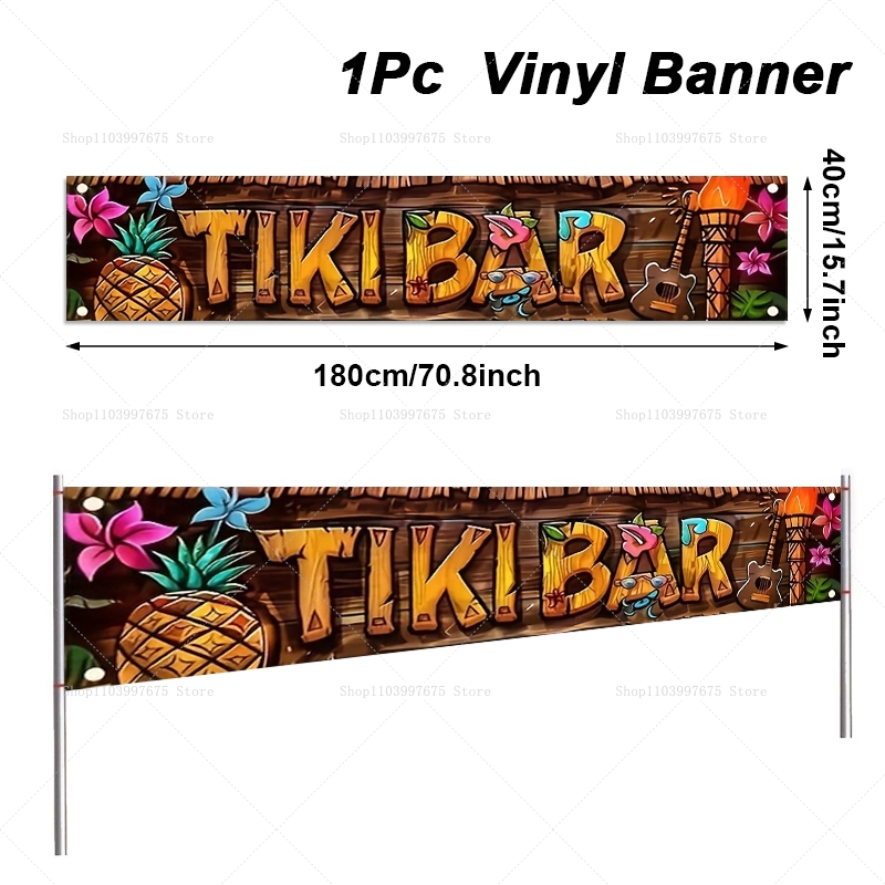 ティキバーバナー トロピカルハワイアンビーチテーマ パーティ - Car Accessories Banner のレビューと価格