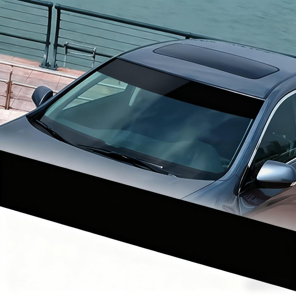 車のフロントガラス光沢のある黒のサンバイザーステッカー抗UV - Car Accessories Banner のレビューと価格